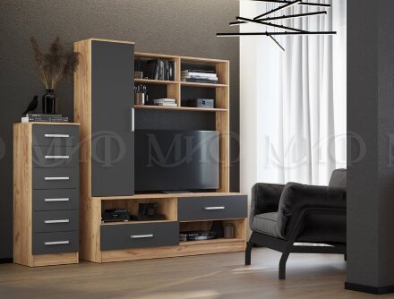 Пенал Мартина, графит/дуб крафт 